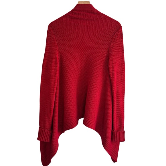Talbots Knit Wool Blend Sweater Cardigan Medium Red Open Front Long Sleeve - Picture 7 of 15